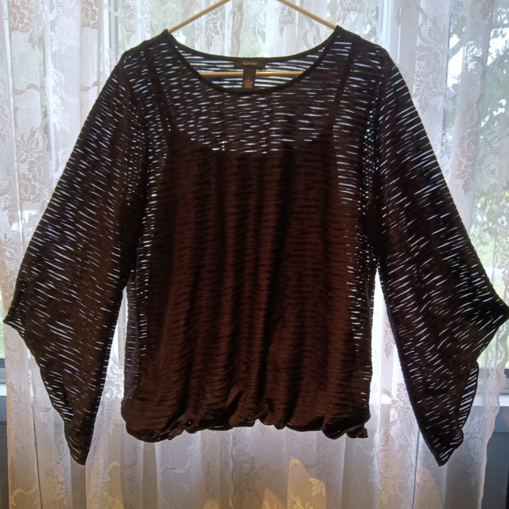 Alfani black flared sleeve layered blouse
